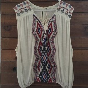 Free People southwestern embroidered shirt Sz Sm